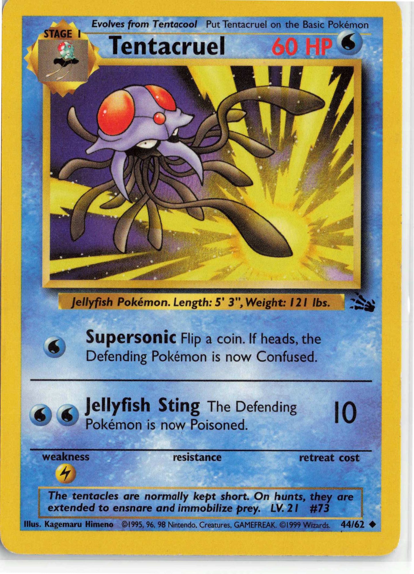 Tentacruel 44/62, HP Condition, Pokemon Fossil