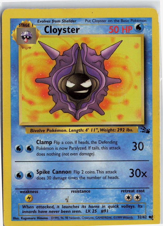 Cloyster 32/62, HP Condition, Pokemon Fossil