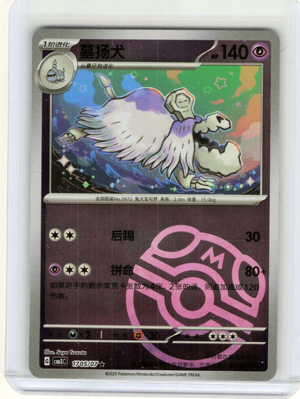 Houndstone Master Ball #17 05/136 Chinese Pokemon Gem Pack Vol 3