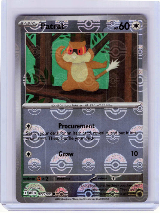 Patrat Poke Ball Pattern #072/086 Reverse Holo Pokemon SV: White Flare