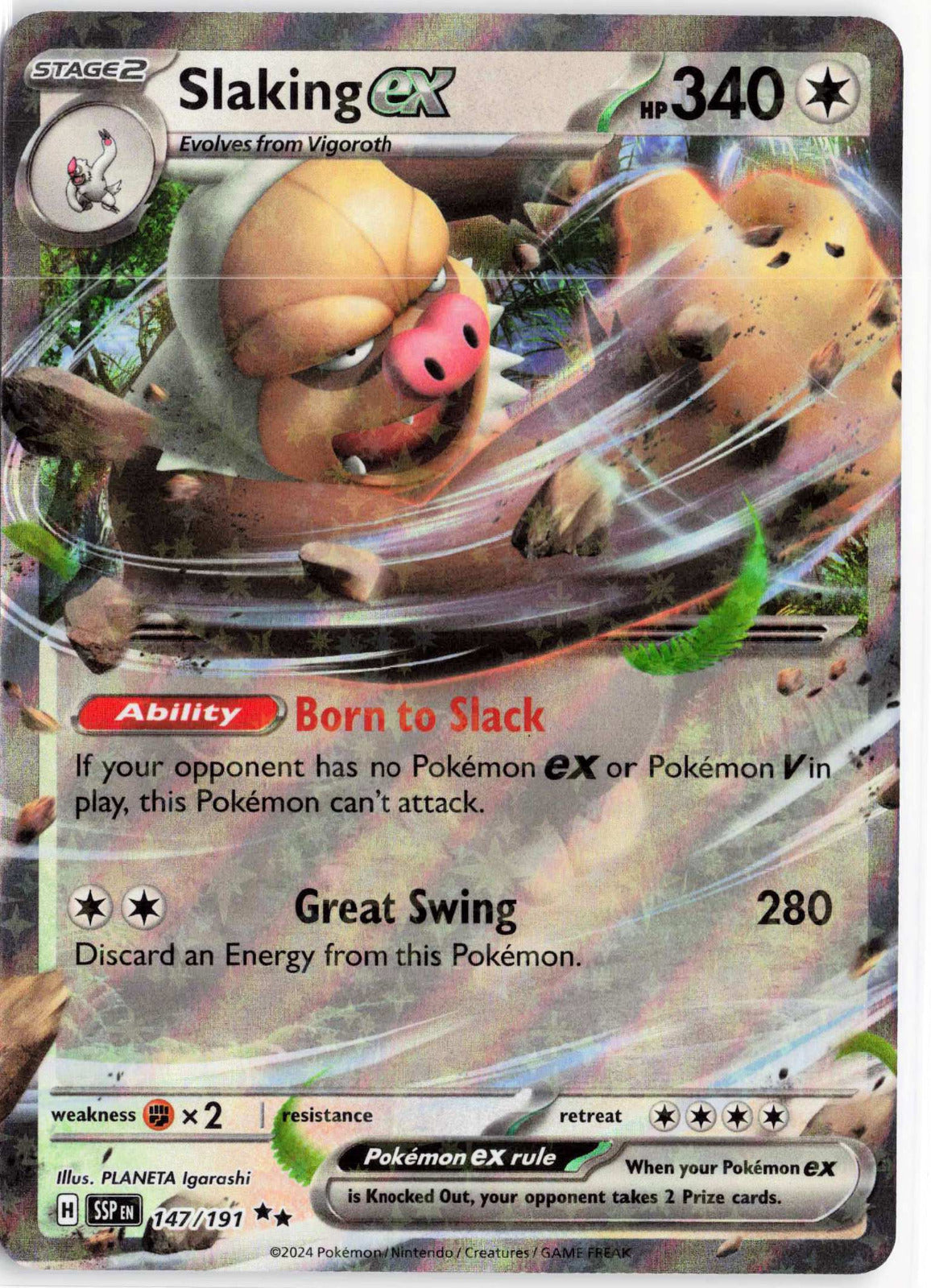 Slaking ex #147/191 Pokemon SV08: Surging Sparks