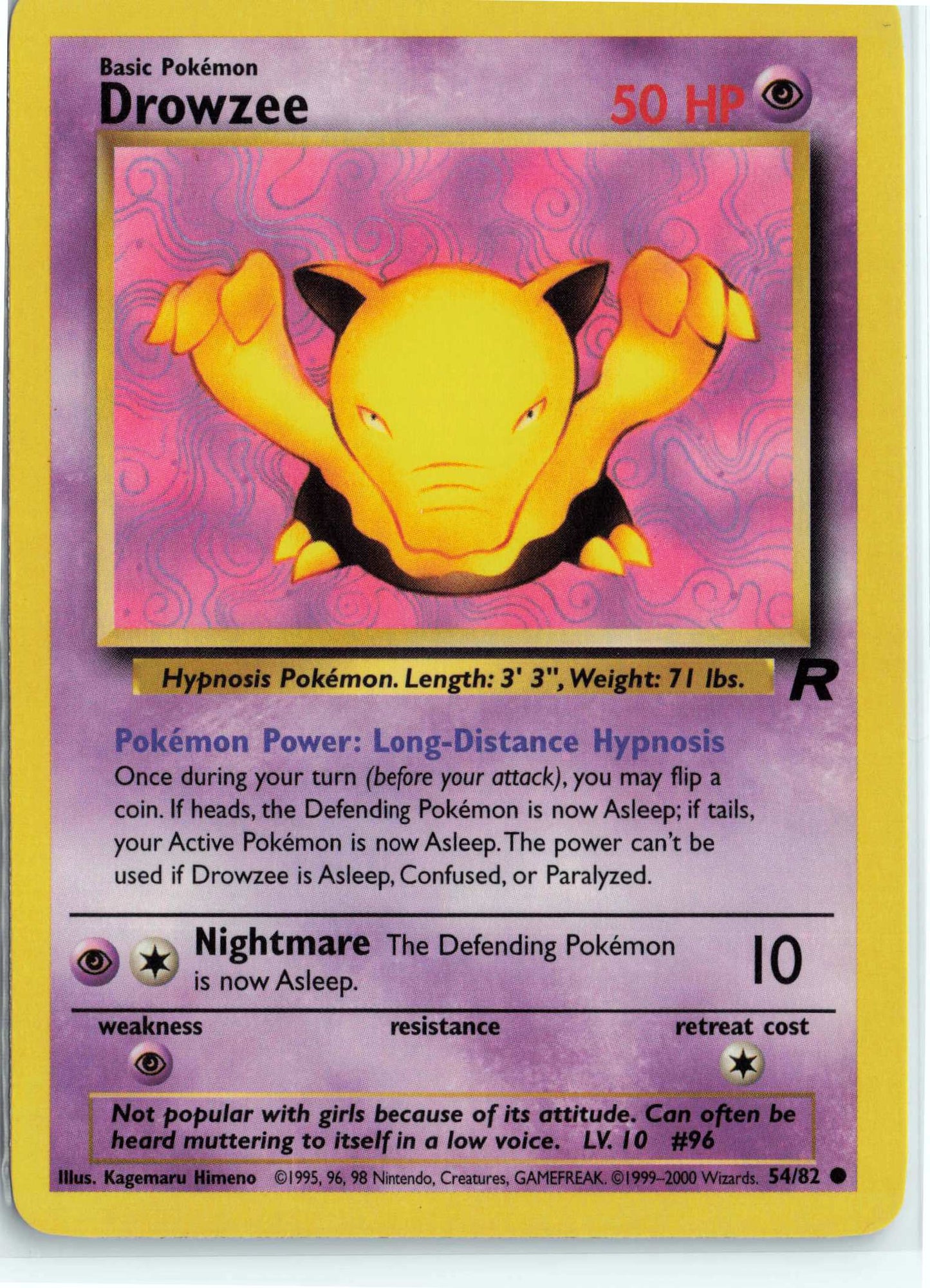 Drowzee 54/82, HP Condition, Pokemon Team Rocket