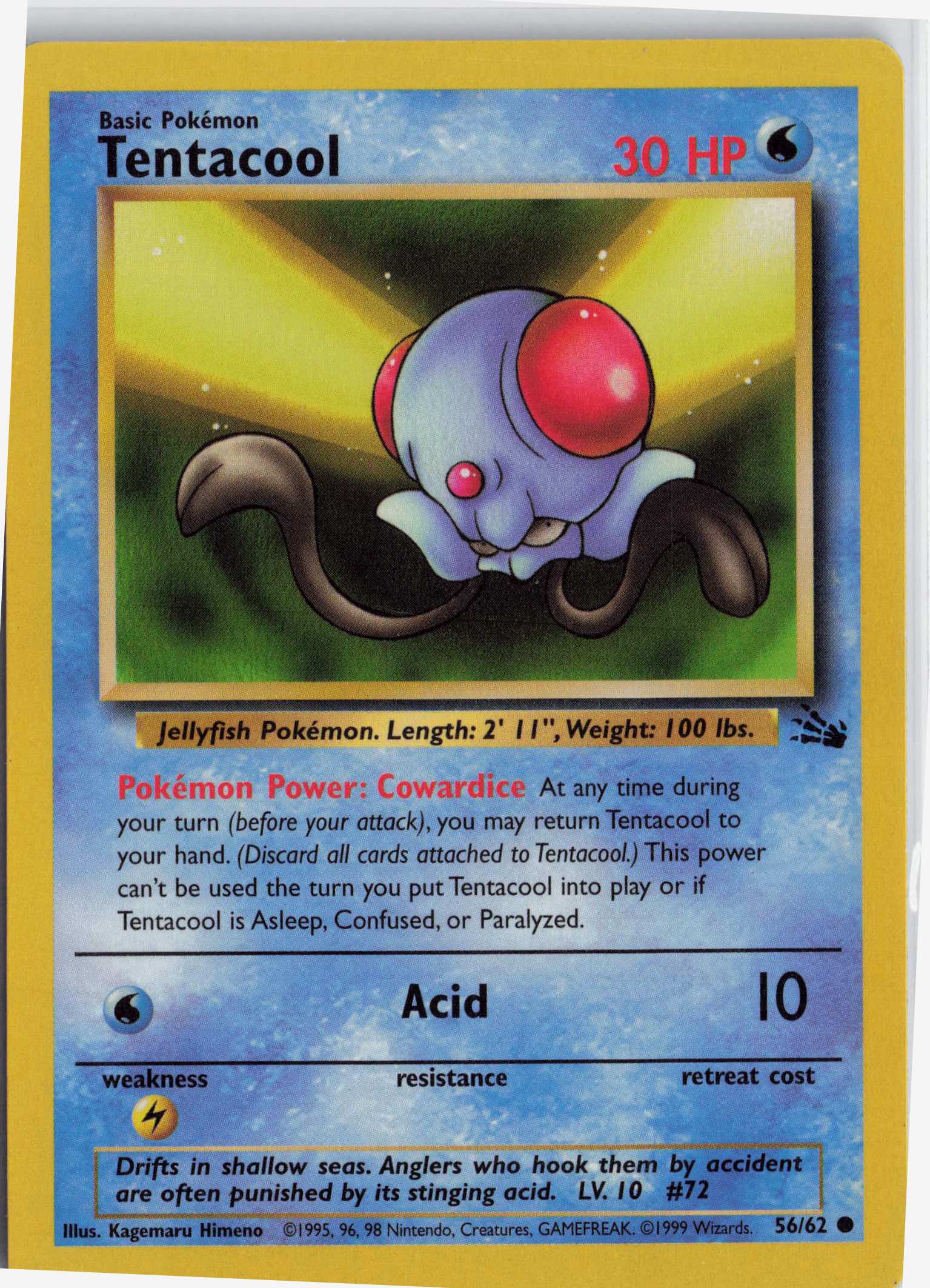Tentacool 56/62, HP Condition, Pokemon Fossil