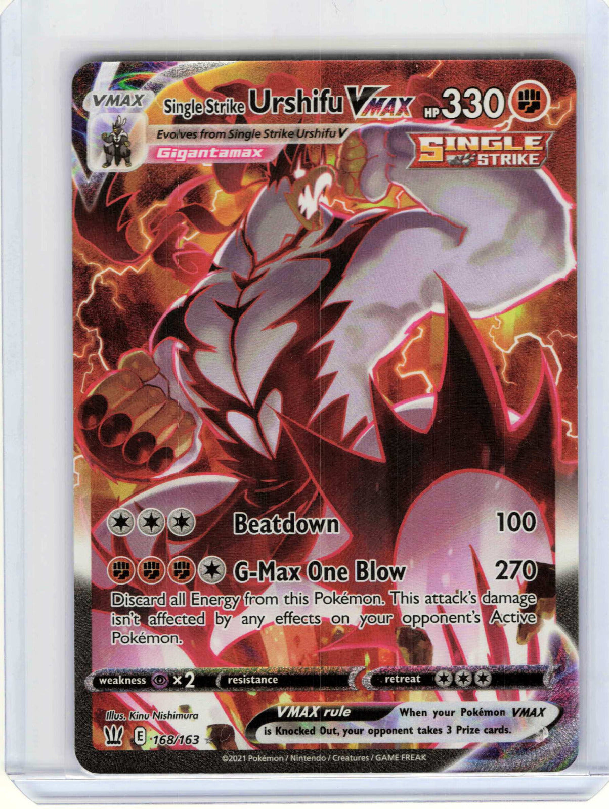 Single Strike Urshifu VMAX Alt Art Secret #168/163 Pokemon SWSH05: Battle Styles