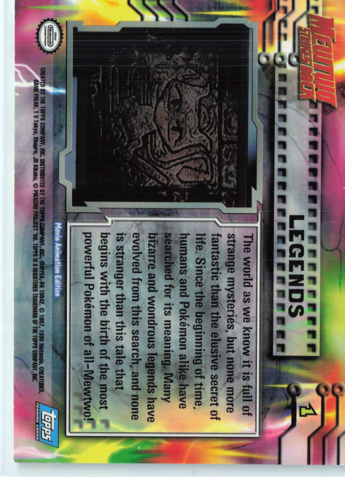 Legends #1 Blue Topps Logo Pokemon Topps MewTwo Strikes Back (Back)