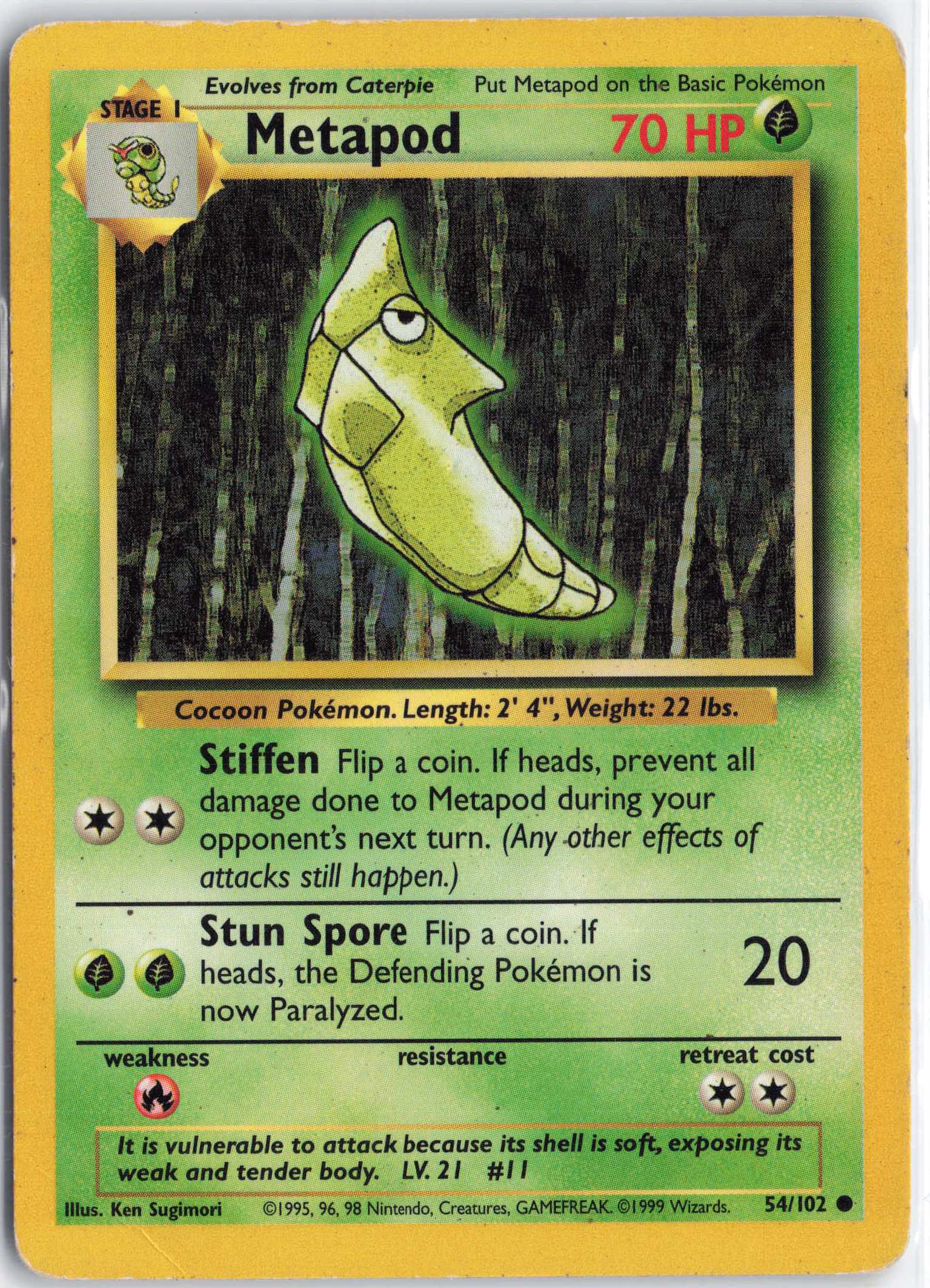 Metapod 054/102, HP Condition, Pokemon Base Set
