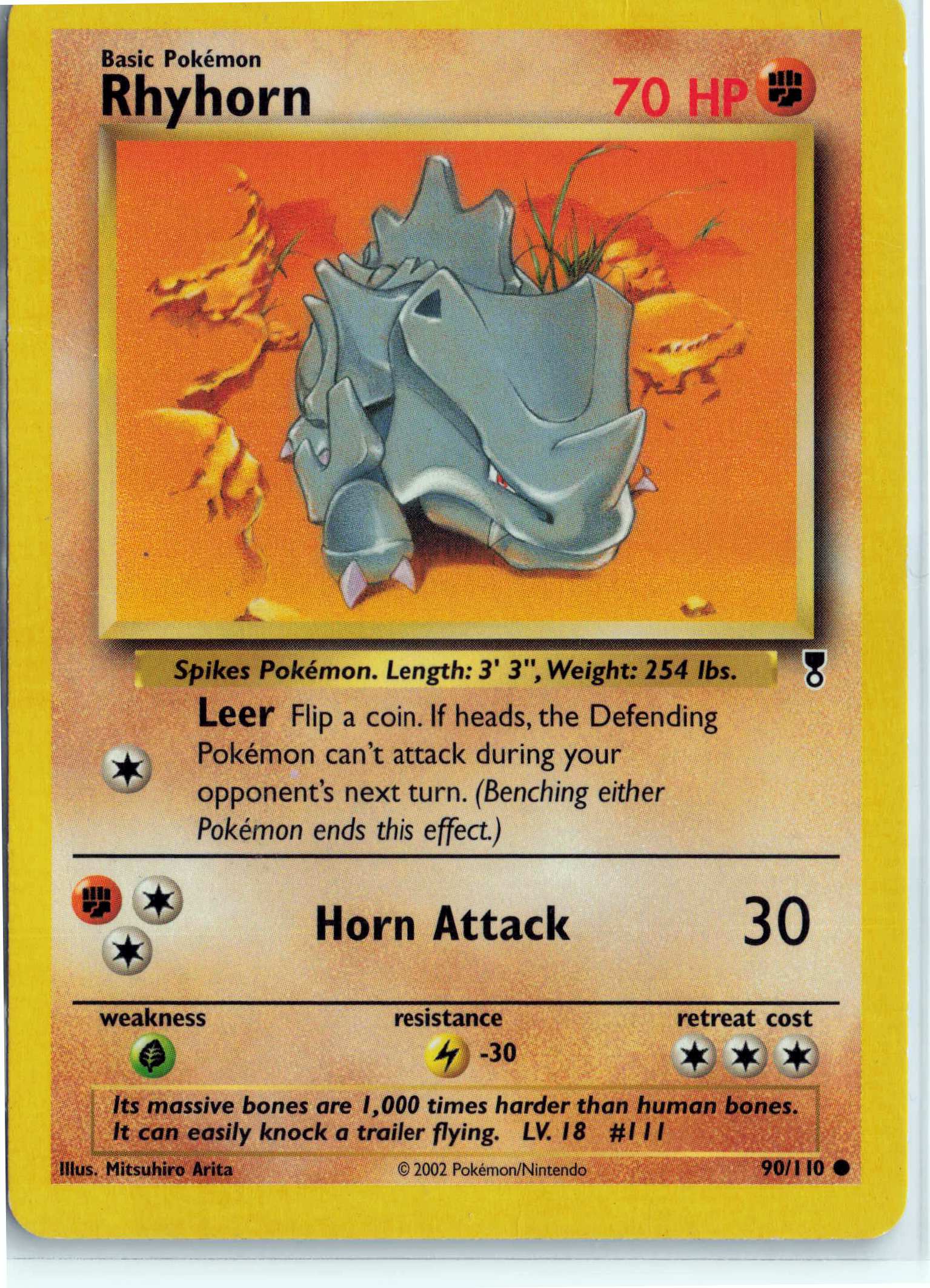 Rhyhorn 090/110, HP Condition, Pokemon Legendary Collection