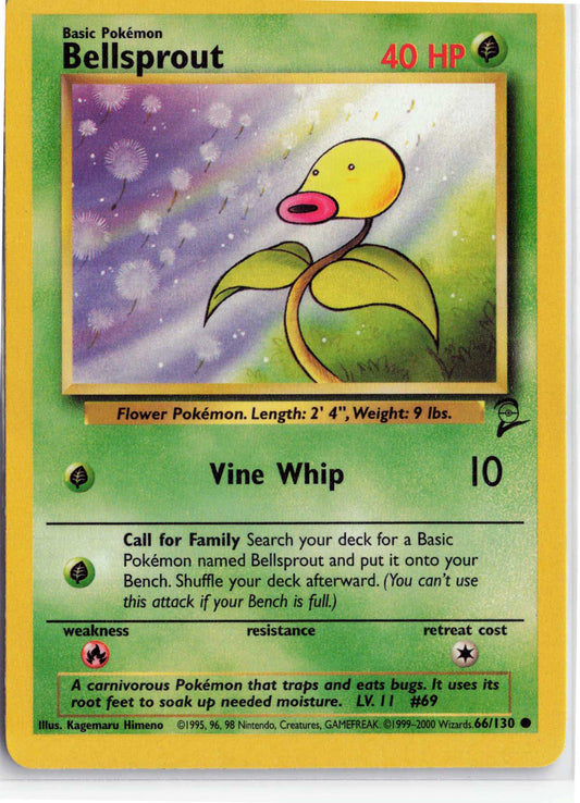 Bellsprout 066/130, HP Condition, Pokemon Base Set 2
