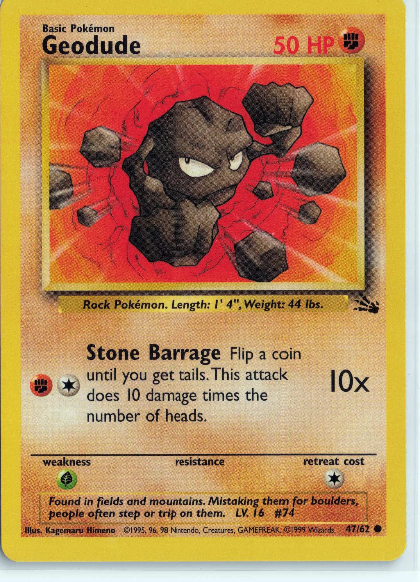Geodude 47/62, HP Condition, Pokemon Fossil