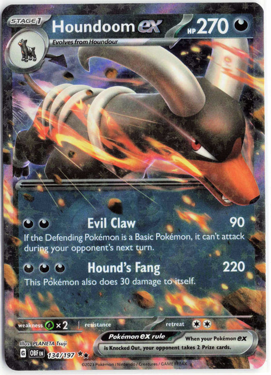 Houndoom ex #134/197 Pokemon SV03: Obsidian Flames
