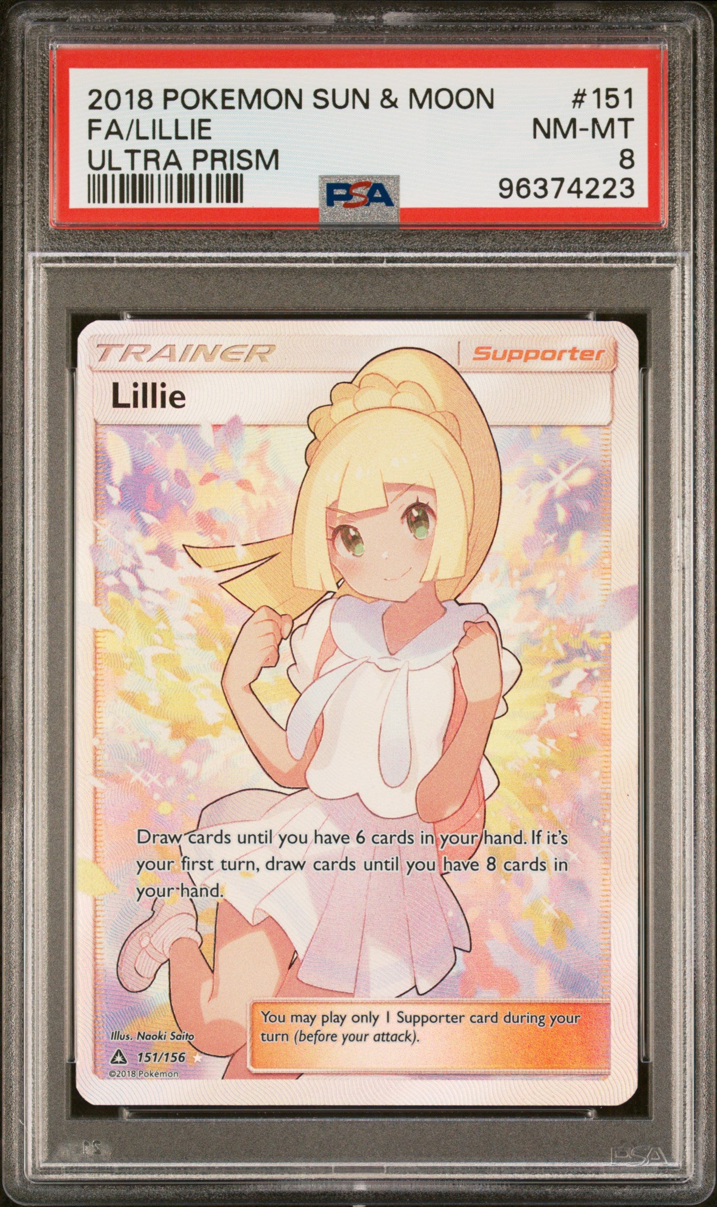 Fa/Lillie 151 Pokemon Sun & Moon Ultra Prism PSA 8