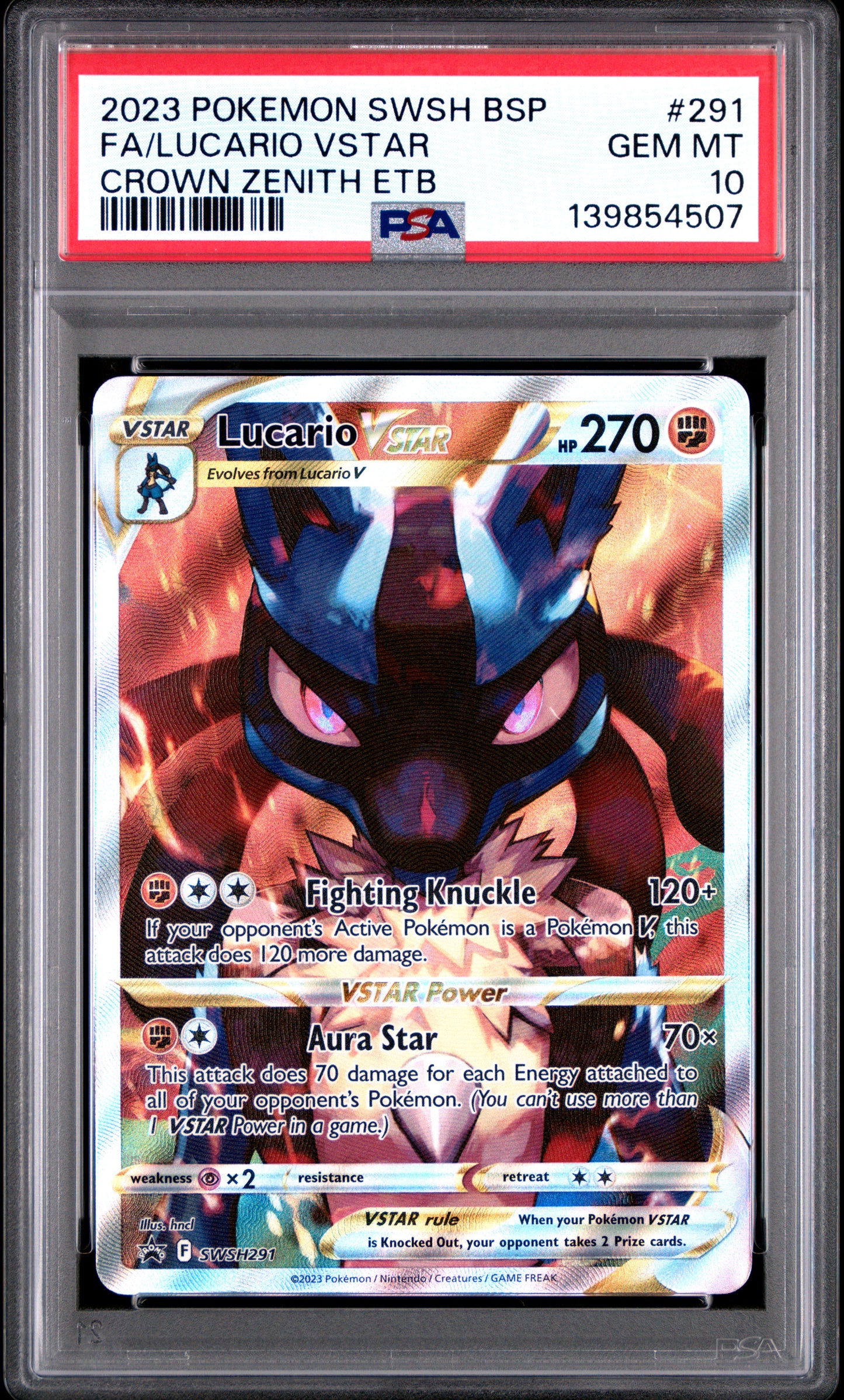 Lucario Vstar #291 Pokemon Japanese Sword and Shield Black Star Promo Graded PSA 10